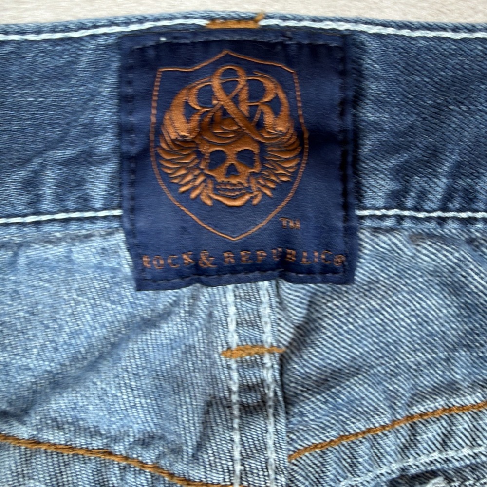 Rock & Republic Henlee Bootcut Jeans Men's 33x31.5 Distressed Denim Blue - Picture 6 of 16